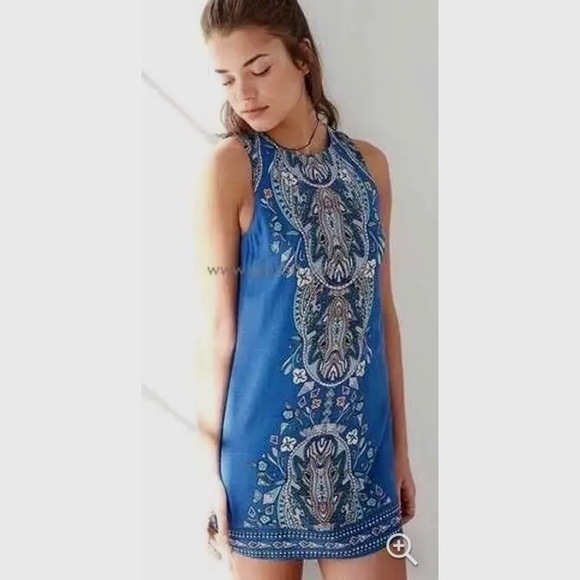 URBAN OUTFITTERS ECOTE GUINEVERA BLUE BACK-LEES MINI DRESS PAISLEY MINI DRESS - Picture 16 of 16